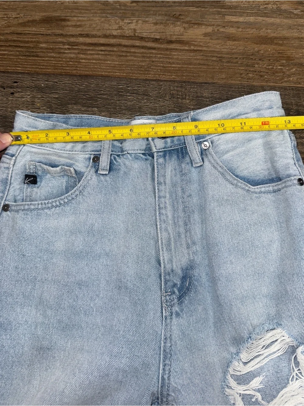 KanCan Distressed Mom Jeans Light Wash High Rise Straight Leg Size 3/25